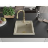 Mexen Vito granite kitchen sink 1-bowl with Savita kitchen faucet, beige - 6503-69-672601-50