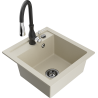 Mexen Vito 1-bowl granite sink with kitchen faucet Savita, beige - 6503-69-672601-70