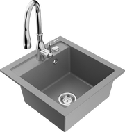 Mexen Vito 1-bowl granite sink with Savita kitchen tap, grey - 6503-71-672601-00