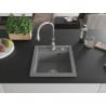 Mexen Vito granite sink 1-bowl with Savita kitchen faucet, gray - 6503-71-672601-00