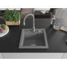 Mexen Vito 1-bowl granite sink with Savita kitchen faucet, gray - 6503-71-672601-71