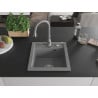 Mexen Vito granite kitchen sink 1-bowl with Savita kitchen faucet, gray - 6503-71-672601-71