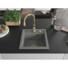 Mexen Vito 1-bowl granite kitchen sink with Savita faucet, gray - 6503-71-672601-50