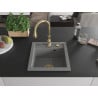 Mexen Vito 1-bowl granite sink with Savita kitchen faucet, gray - 6503-71-672601-50
