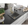 Mexen Vito 1-bowl granite sink with Savita kitchen faucet, gray - 6503-71-672601-50