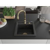Mexen Vito granite single-bowl kitchen sink with Savita faucet, black/silver metallic - 6503-73-672601-50