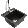 Mexen Vito 1-bowl granite sink with Savita kitchen faucet, black/gold metallic - 6503-75-672601-00