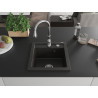 Mexen Vito 1-bowl granite sink with Savita kitchen faucet, black/gold metallic - 6503-75-672601-00