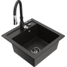 Mexen Vito 1-bowl granite sink with kitchen faucet Savita, black/golden metallic - 6503-75-672601-70-B