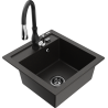 Mexen Vito 1-bowl granite sink with Savita kitchen tap, black/gold metallic - 6503-75-672601-70-B
