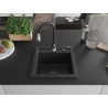 Mexen Vito 1-bowl granite sink with kitchen faucet Savita, black/golden metallic - 6503-75-672601-70-B