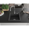 Mexen Vito 1-bowl granite sink with Savita kitchen faucet, black speckled - 6503-76-672601-00