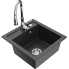 Mexen Vito granite single-bowl kitchen sink with Savita faucet, black speckled - 6503-76-672601-00