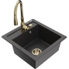 Mexen Vito granite single-bowl sink with Savita kitchen faucet, black speckled - 6503-76-672601-50
