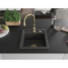 Mexen Vito granite single-bowl sink with Savita kitchen faucet, black speckled - 6503-76-672601-50