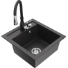 Mexen Vito granite kitchen sink single bowl with Savita kitchen faucet, black speckled - 6503-76-672601-70