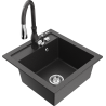 Mexen Vito granite kitchen sink 1-bowl with Savita kitchen faucet, black speckled - 6503-76-672601-76