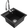 Mexen Vito granite kitchen sink 1-bowl with Savita kitchen faucet, black - 6503-77-672601-00
