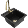 Mexen Vito 1-compartment granite sink with a kitchen mixer tap Savita, Black - 6503-77-672601-50