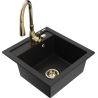 Mexen Vito granite single-bowl kitchen sink with Savita faucet, black - 6503-77-672601-50
