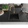 Mexen Vito 1-bowl granite sink with kitchen faucet Savita, black - 6503-77-672601-50-B