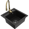 Mexen Vito granite kitchen sink 1-bowl with Savita kitchen faucet, black - 6503-77-672601-50-B
