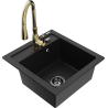 Mexen Vito granite sink 1-bowl with Savita kitchen tap, black - 6503-77-672601-50-B