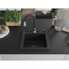 Mexen Vito granite kitchen sink 1-bowl with Savita kitchen faucet, black - 6503-77-672601-70-B