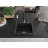 Mexen Vito 1-Bowl Granite Kitchen Sink with Savita Tap, Black - 6503-77-672601-70