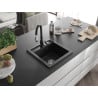 Mexen Vito 1-Bowl Granite Kitchen Sink with Savita Tap, Black - 6503-77-672601-70
