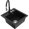 Mexen Vito 1-bowl granite sink with kitchen faucet Savita, black - 6503-77-672601-70