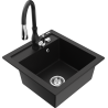 Mexen Vito 1-bowl granite sink with Savita kitchen faucet, black - 6503-77-672601-70