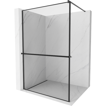 Mexen Kioto+ shower wall with shelf Walk-in 140 x 200 cm, black frame, black - 800-140-121-70-70