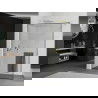 Mexen Kioto+ shower screen with a shelf and rail 130 x 200 cm, transparent/Black pattern 8 mm, gold - 800-130-121-50-70