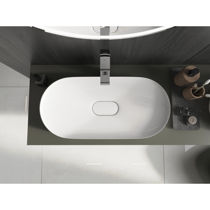 Mexen Sofia countertop conglomerate sink 70 x 35 cm, white - 23067001