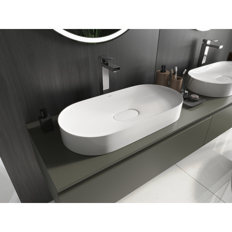Mexen Sofia countertop conglomerate sink 70 x 35 cm, white - 23067001