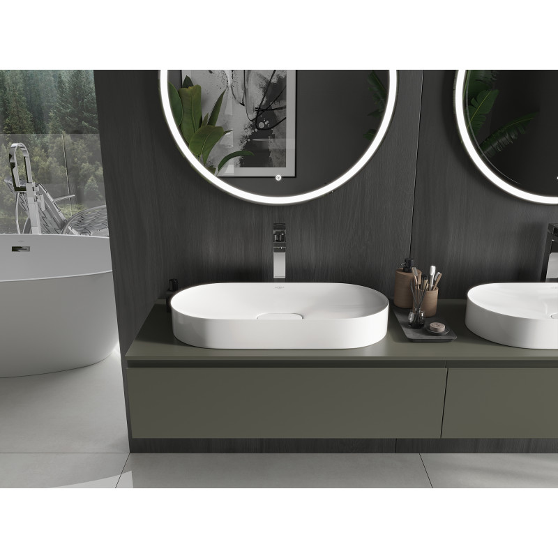 Mexen Sofia countertop conglomerate sink 70 x 35 cm, white - 23067001