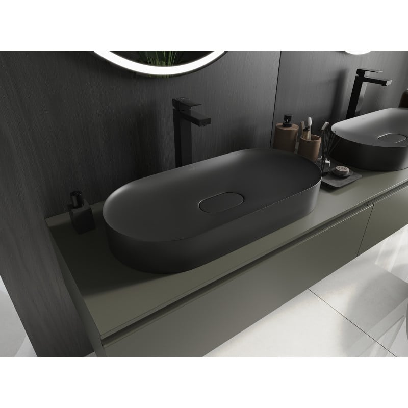 Mexen Sofia countertop washbasin made of conglomerate 70 x 35 cm, black - 23067071