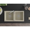 Mexen Mario 2-bowl granite sink with Savita kitchen tap, beige - 6504-69-672601-00