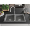 Mexen Mario granite sink 2-chamber with Savita kitchen faucet, gray - 6504-71-672601-00