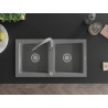 Mexen Mario 2-bowl granite sink with Savita kitchen faucet, gray - 6504-71-672601-71