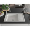 Mexen Elias granite 1-bowl kitchen sink with drainer and Savita kitchen faucet, white - 6511-20-672601-00