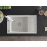 Mexen Elias granite sink with 1 bowl, drainer and Savita kitchen faucet, white - 6511-20-672601-20