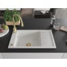 Mexen Elias 1-bowl granite sink with drainer and Savita kitchen tap, white - 6511-20-672601-50