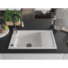 Mexen Elias 1-bowl granite sink with drainer and Savita kitchen faucet, white - 6511-20-672601-70