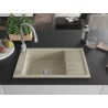 Mexen Elias 1-Bowl Granite Sink with Drainer and Savita Kitchen Tap, Beige - 6511-69-672601-00