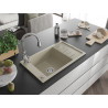 Mexen Elias granite sink 1-bowl with drainer and Savita kitchen faucet, beige - 6511-69-672601-00
