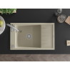 Mexen Elias granite sink 1-bowl with drainer and Savita kitchen faucet, beige - 6511-69-672601-00