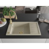 Mexen Elias granite sink 1-bowl with drainer and kitchen faucet Savita, beige - 6511-69-672601-50