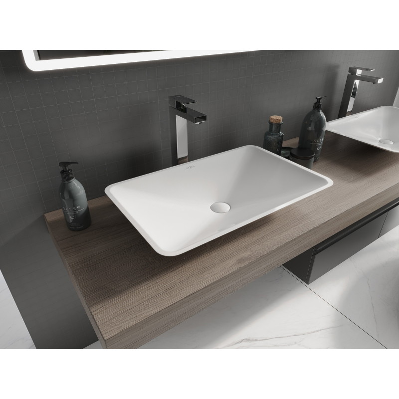 Mexen Esper countertop sink made of conglomerate 60 x 38 cm, white - 23036001